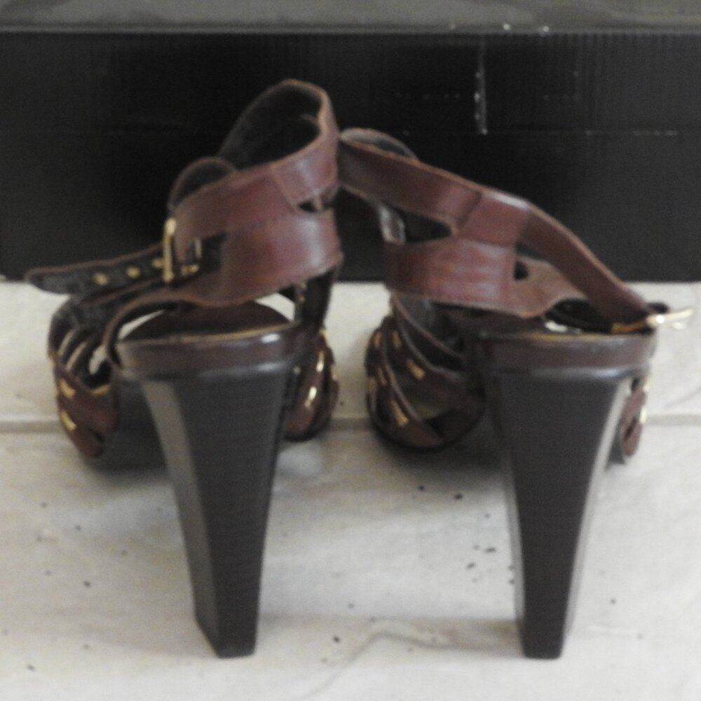 Carlos Santana Ginseng Coffee strappy heels, brown, size 8.5 - Picture 5 of 9